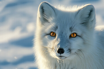 A white fox in the snow