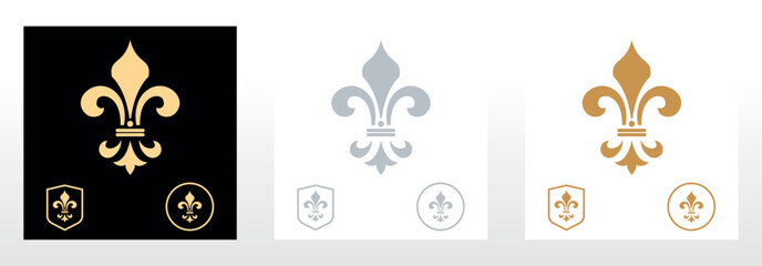 Collection royal lily . Heraldic sign, logo, design element, decoration. Graphic vector pattern