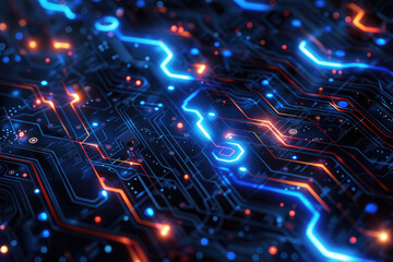 Fototapeta premium Blue circuit board and circuit
