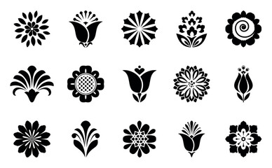 Flowers icon set. Flowers isolated on transparent background. Flowers in modern simple. Cute round flower plant nature collection. Vector illustrator