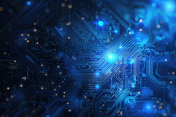 Obraz premium Blue circuit board and circuit