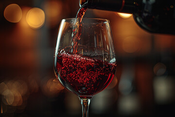 Pouring Red Wine into a Glass