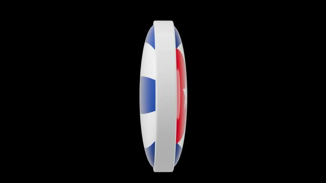 Cuba, cuban Circle flag icon simple looped animation. Transparent backgound. 3d rendered movie with alpha channel. Round shape.