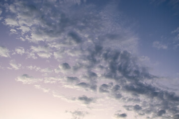 Sunrise Sky Filled with Clouds, Running Diagonally, Orange County, California, USA, no people, horizontal