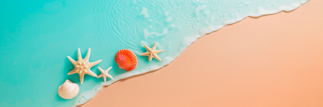 beach, sumer, vacation concept. banner. minimalist style. horizontal illustration. ohhh yeahhh travel concept