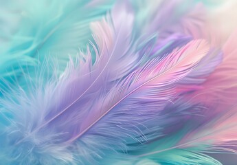 Obraz premium Pastel Feathers Background, Soft Blurred Texture