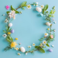 Spring Floral Wreath with Easter Eggs
