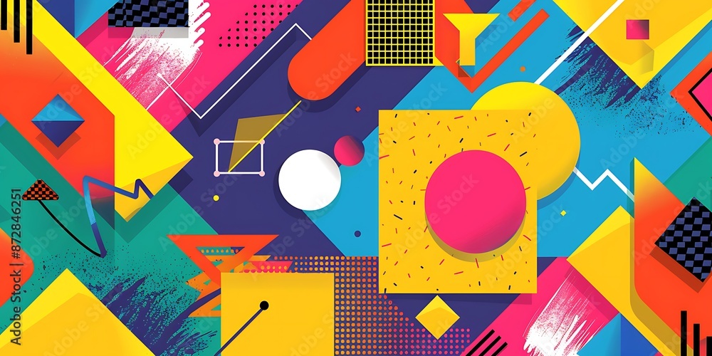 Poster colorful geometric background with colorful shapes and patterns, vibrant colors and shapes, vector i