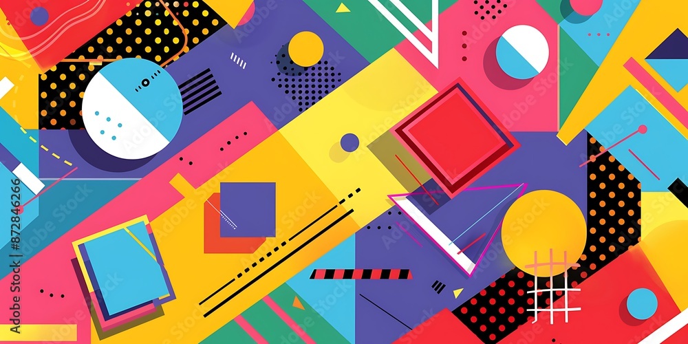 Poster colorful geometric background with colorful shapes and patterns, vibrant colors and shapes, vector i