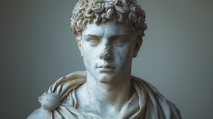 Ancient Greek statue of handsome man. greek marble statue of general