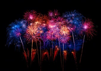 Colorful Fireworks Display Night Sky