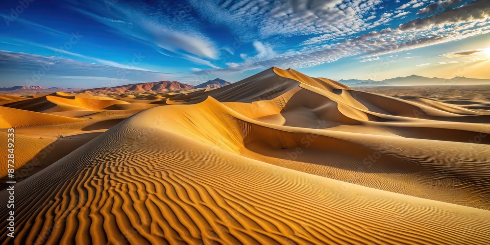 Canvas Prints Sculpted sand dunes in a vast desert landscape, nature, arid, dry, heat, horizon, golden, scenic, tranquil, Sahara