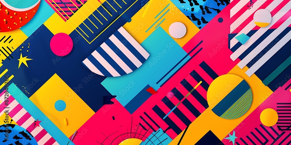 Poster colorful geometric background with colorful shapes and patterns, vibrant colors and shapes, vector i