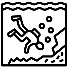 Deep Diving vector icon illustration of Vacation and Tourism iconset.