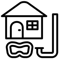 Dive Resort vector icon illustration of Vacation and Tourism iconset.