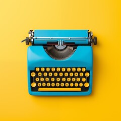 Bright blue retro typewriting, Generative Ai
