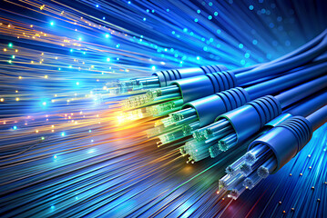 High-speed Internet network, fiber optic cable, network concept