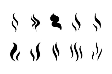 Set of aroma icons. Smoke steam silhouette icon illustration isolated on white background