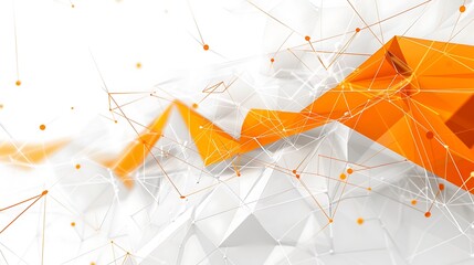 A minimalistic tech template with a Plexus background in white and orange, simple and colorful, ultra HD quality