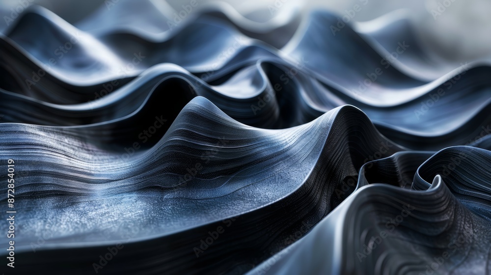 Poster abstract 3d rendering of a swirling blue and black pattern. the image is reminiscent of a stormy sea