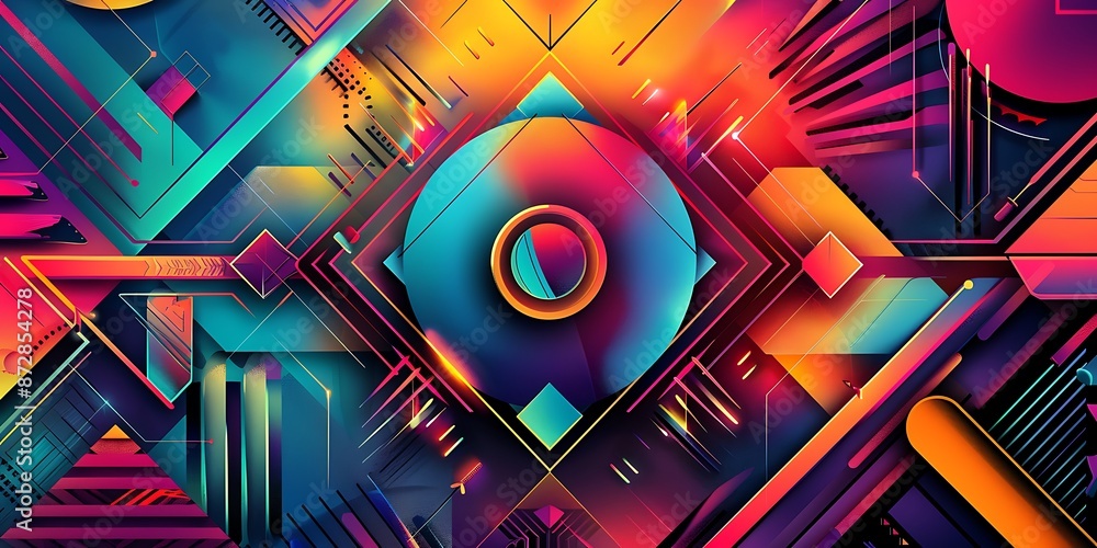 Poster colorful geometric background with colorful shapes and patterns, vibrant colors and shapes, vector i