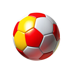 Obraz premium Soccer ball . Football stickers 3D rendering in Spain colors isolated on transparent background. Volumetric icons of football and football fans.