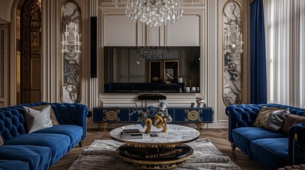 An opulent TV lounge featuring a high-end OLED TV