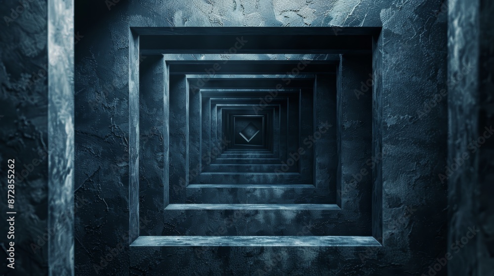 Aufkleber abstract dark blue tunnel with infinite depth. geometric pattern creates a sense of depth and perspe