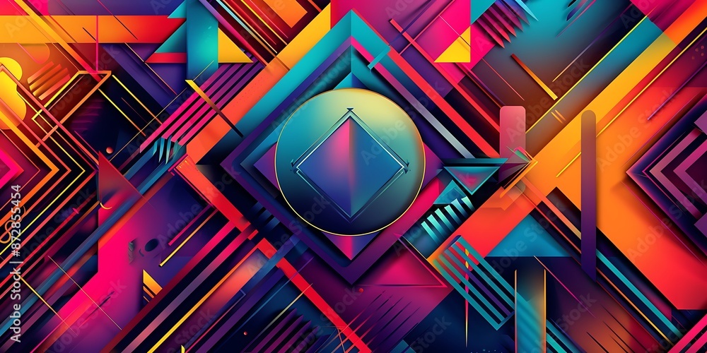 Poster colorful geometric background with colorful shapes and patterns, vibrant colors and shapes, vector i