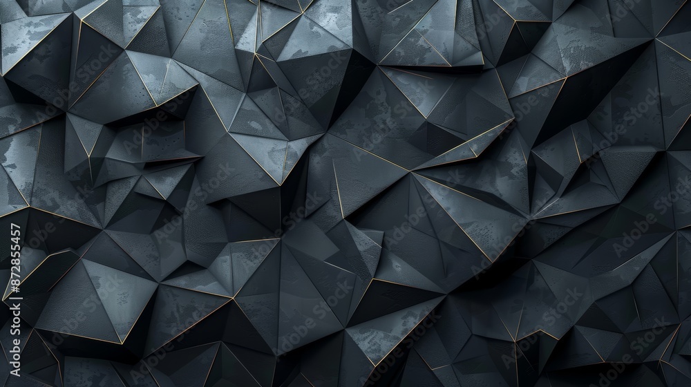 Poster abstract dark geometric background with sharp, angular shapes and a textured surface.