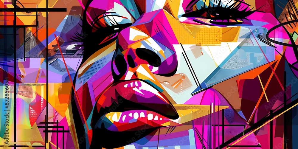 Poster colorful geometric background with colorful shapes and patterns, vibrant colors and shapes, vector i