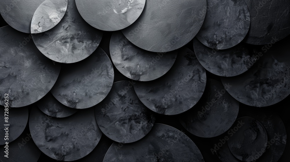 Poster abstract background of overlapping black circles. modern geometric design with a 3d effect.