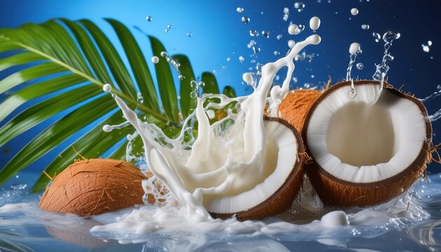 Fresh Coconut with Splashing Coconut Milk