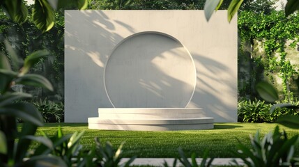 Lavish lawn, podium with contemporary lines, bold billboard mockup. Refined colors for elite gatherings.