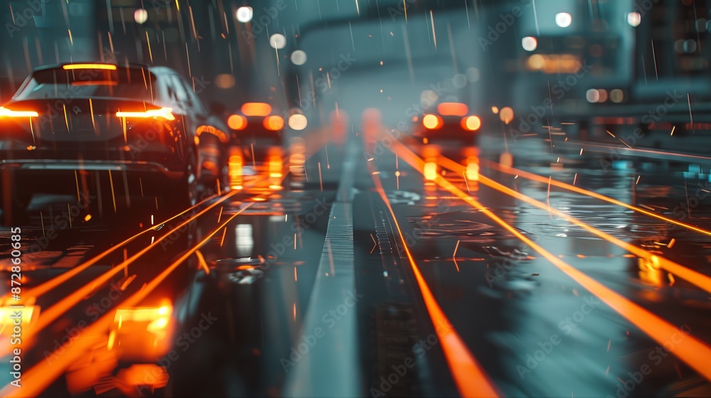 Fototapete concept of smart cities commute transportation network utilizing intelligent automatic sensing syste