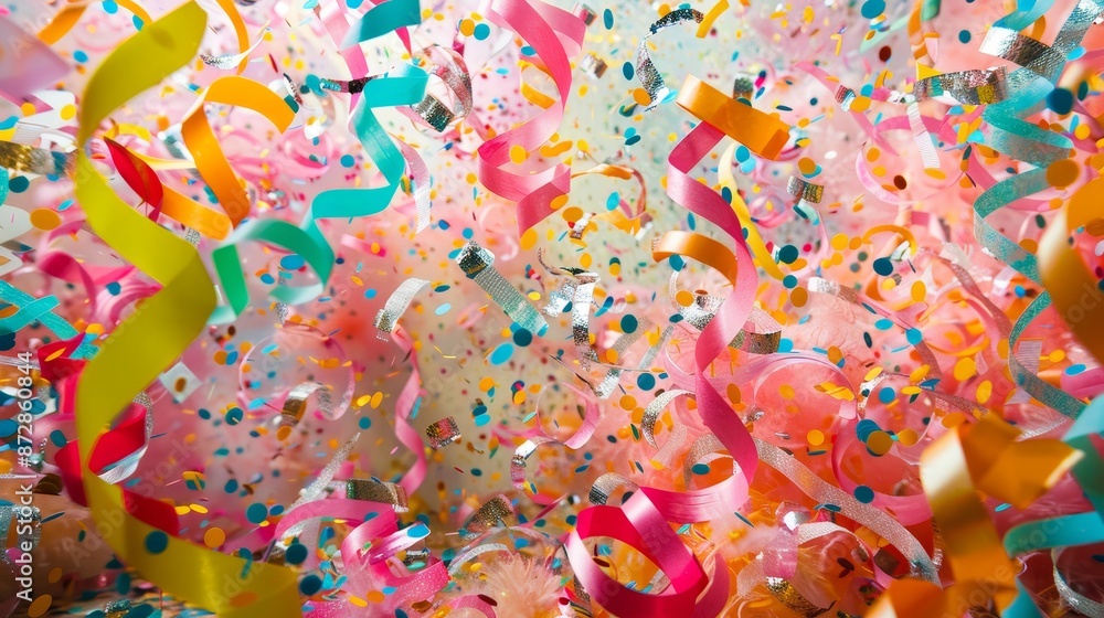 Aufkleber design icon isolated on white background. 3d rendering of party confetti with star and serpentine ri