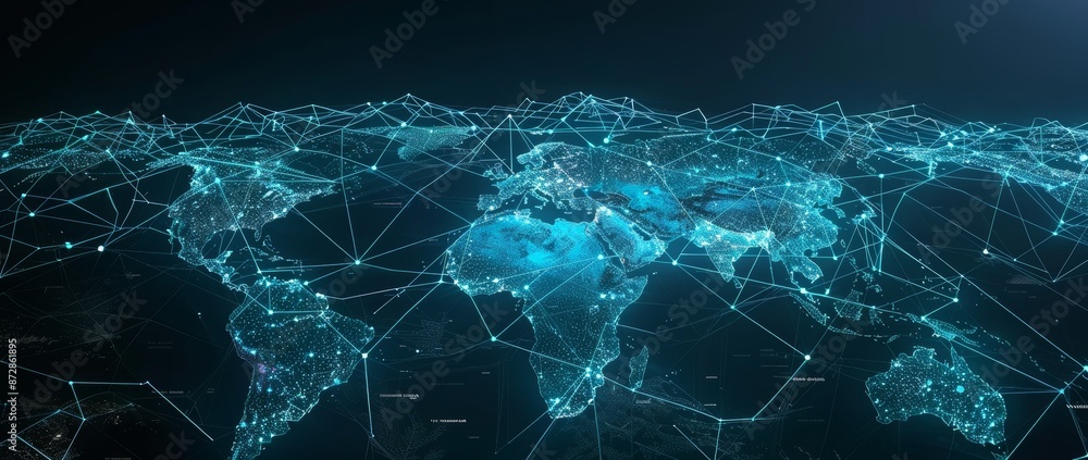 Poster global communication networks and business strategy.