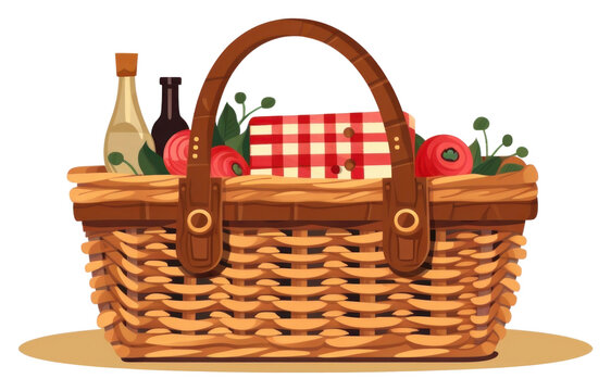 picnic basket with food and drinks clip art preview