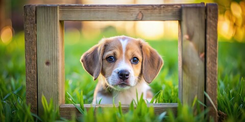 Cute puppy playing outside the lines , playful, adorable, pet, puppy, outdoors, fun, explore, boundaries, mischievous, freedom
