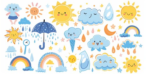 Funny cartoon characters. Seasonal forecasts with emotions