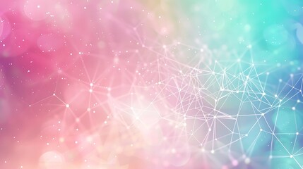 A presentation template featuring a colorful Plexus background with nodes and lines in pastel colors, simple and clean design, ultra HD
