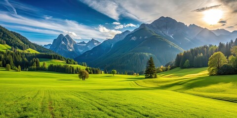 Mountain green field alpine landscape nature background, mountain, green, field, alpine, landscape, nature,background