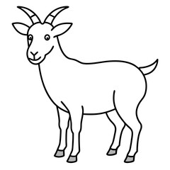 Solid black outline goat animal Vector Illustration: Adorable Feline Design