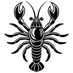 Solid black outline lobster animal Vector Illustration: Adorable Feline Design