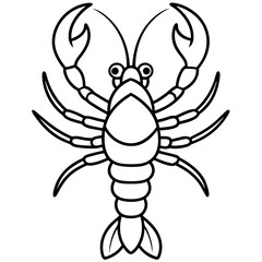 Solid black outline lobster animal Vector Illustration: Adorable Feline Design