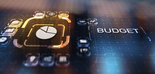 Budget accounting financial technology concept on virtual screen.