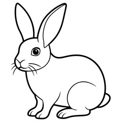 Solid black outline rabbit animal Vector Illustration: Adorable Feline Design