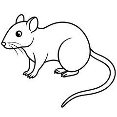 Fototapeta premium Solid black outline mouse animal Vector Illustration: Adorable Feline Design