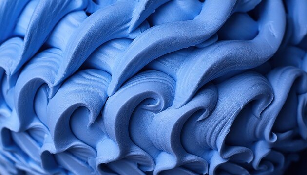 Swirled Blue Icing Texture Close-Up