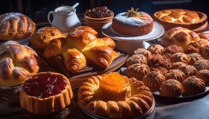 A variety of delicious freshly baked pastries